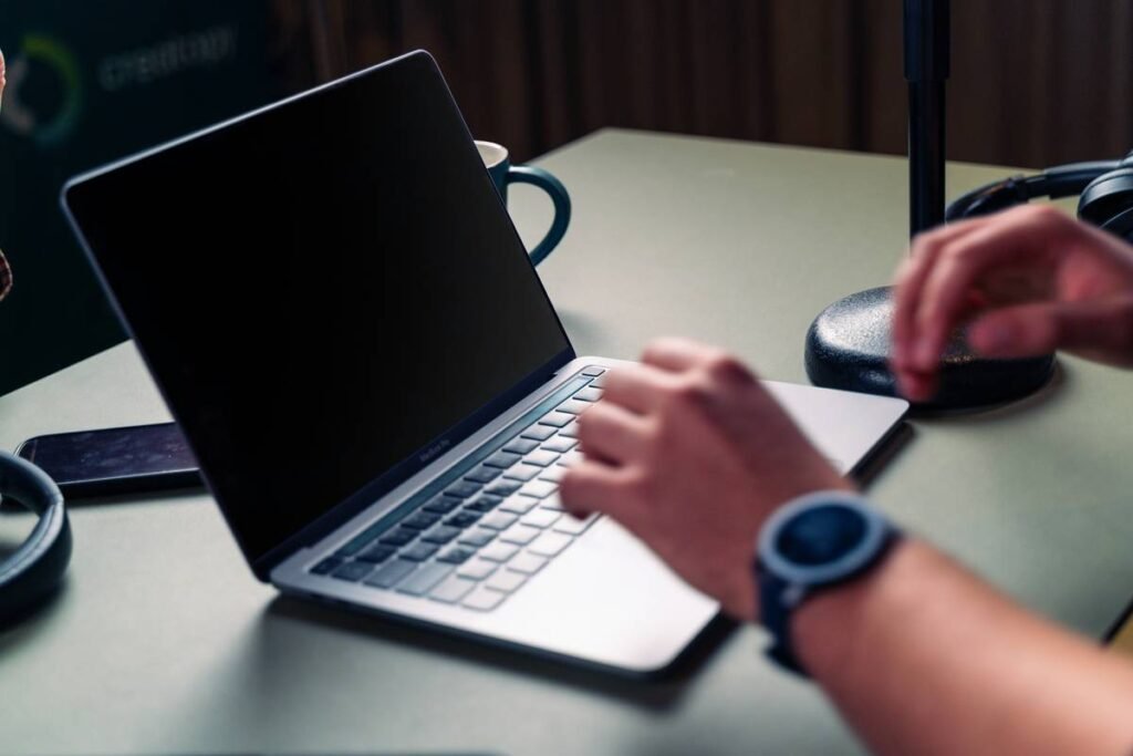 Person working on a laptop
